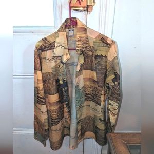 Vintage yellow western mens long sleeve button up